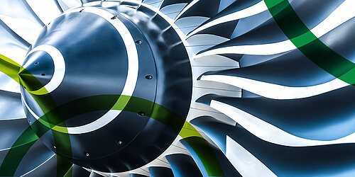 Close-up of an airplane turbine.