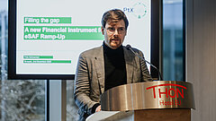 Felix Schmermer, Head of Section PtX Policy and Market Ramp-Up, during a presentation in Brussels