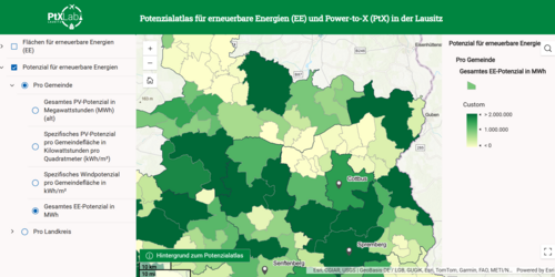 A section of an interactive map.