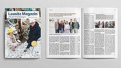 Title page and two content pages of Lausitz Magazin.