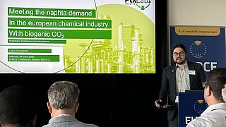 Lukas Horndasch presenting the options for meeting naphtha demand in the European chemical industry