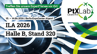 Sharepic mit Informationen zum Stand des PtX Lab auf der ILA 2026